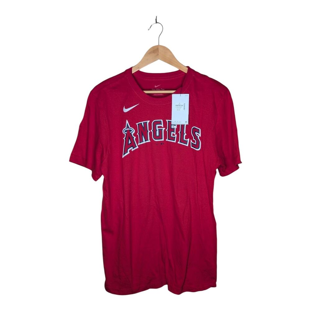 NWT The Nike Tee David Fletcher #22 MLB Angels Men's Medium Red Baseball Shirt